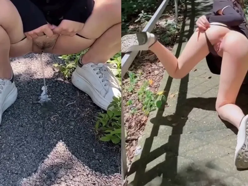 "đi ngoài" public ngoài đường cùng gấu da trắng vú bự